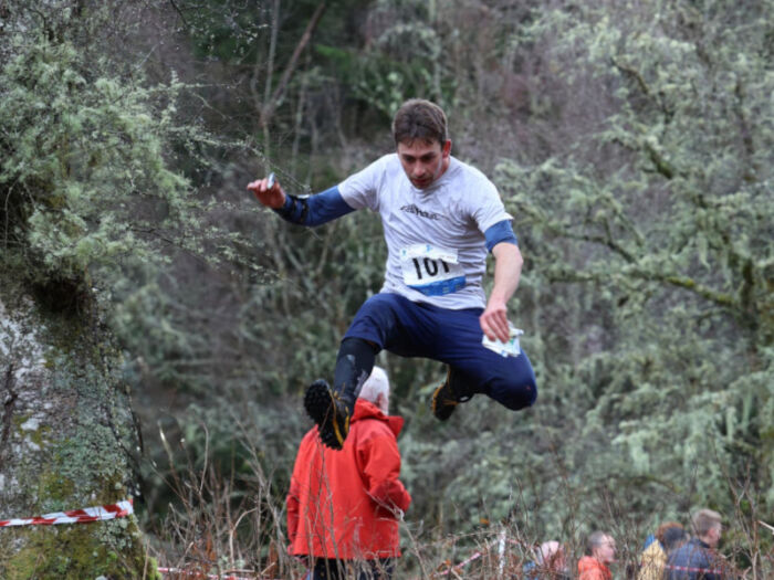 Alastair Thornton clears a fence in spectacular fashion at the JK'26 Festival